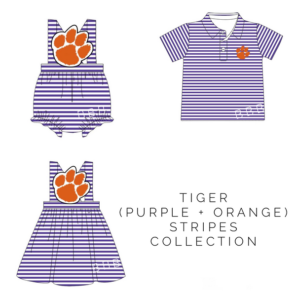 Game Day Stripes - Tigers (Purple + Orange) - IN STOCK